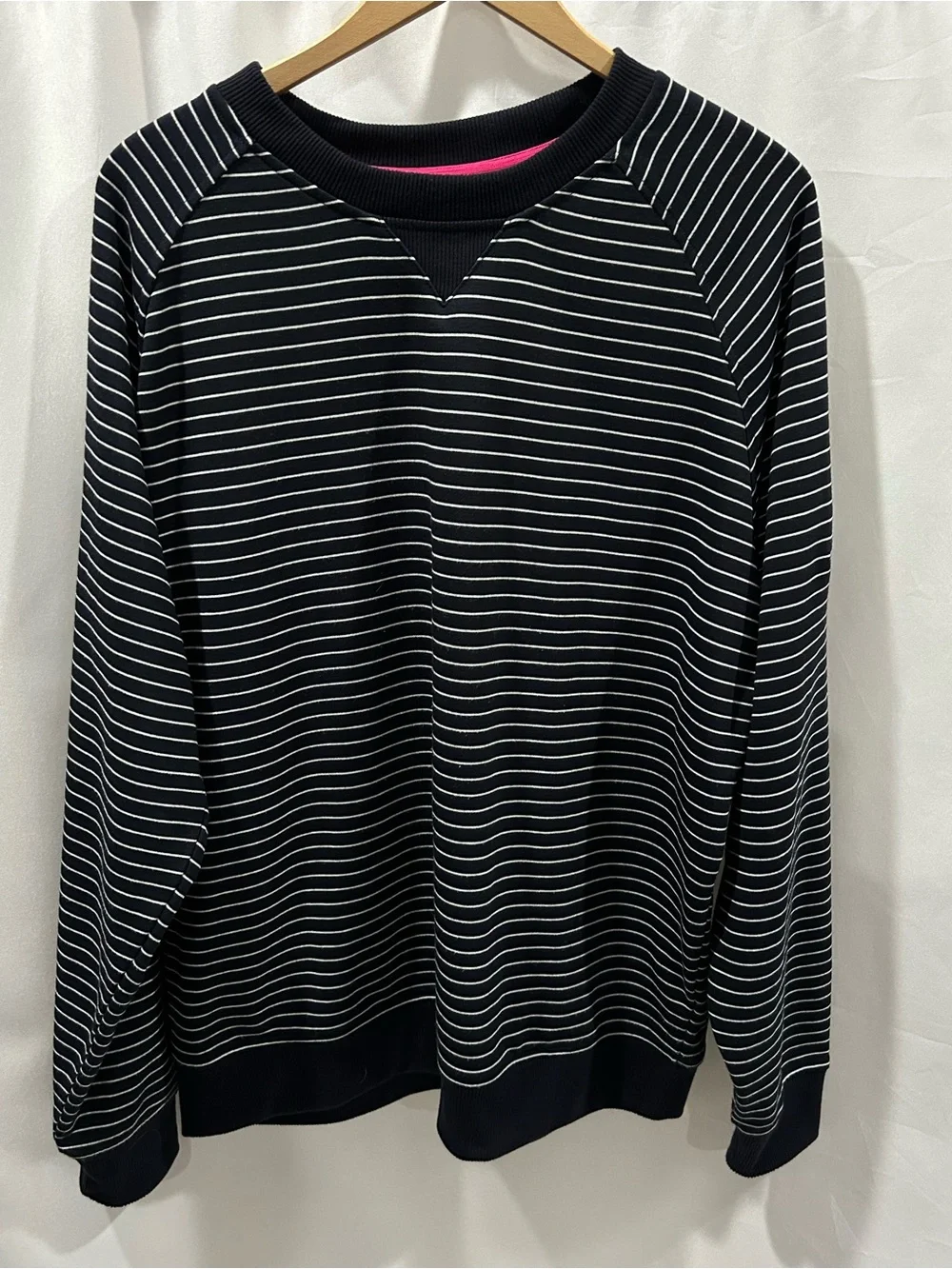 LN Footjoy Navy striped pullover Golf Jersey fine knit Sweatshirt